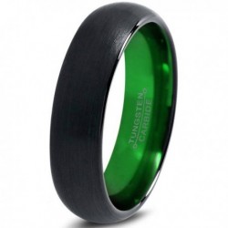Вольфрамовое Матовое Обручальное (свадебное) кольцо 6мм (мужское, женское) черно зелёное CC906-C8-A