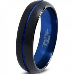 Вольфрамовое Матовое Обручальное (свадебное) кольцо 4мм (мужское, женское) черно синее CJ8804-A