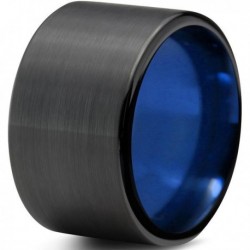Вольфрамовое Матовое Обручальное (свадебное) кольцо 12мм (мужское, женское) черно синее CC360-C14-A