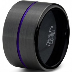 Вольфрамовое Матовое Обручальное (свадебное) кольцо 12мм (мужское, женское) , фиолетовая линия по центру CC8884-A