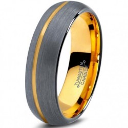 Вольфрамовое Матовое Обручальное кольцо 6мм (мужское, женское) , со смещенной линией CJ715-Y-B-6-A