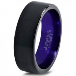 Вольфрамовое Матовое Обручальное (свадебное) кольцо 8мм (мужское, женское) черно фиолетовое CC968-C600-A