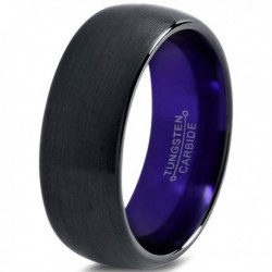 Вольфрамовое Матовое Обручальное (свадебное) кольцо 8мм (мужское, женское) черно фиолетовое CC909-C600-A