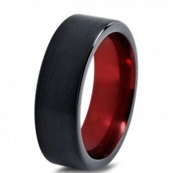 Вольфрамовое Матовое Обручальное (свадебное) кольцо 6мм (мужское, женское) черно красное