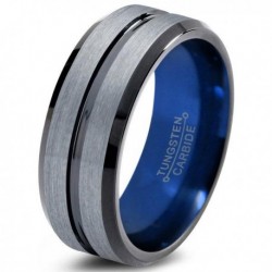 Вольфрамовое Матовое Обручальное (свадебное) кольцо 8мм (мужское, женское) синее внутри