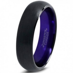 Вольфрамовое Матовое Обручальное (свадебное) кольцо 6мм (мужское, женское) черно фиолетовое