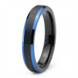 Вольфрамовое Матовое Обручальное (свадебное) кольцо 4мм (мужское, женское) черно синее