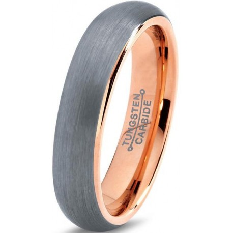 Вольфрамовое с покрытием 18к розовым золотом 4мм Обручальное (свадебное) кольцо