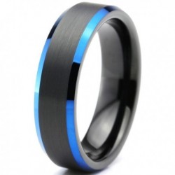Вольфрамовое Матовое Обручальное (свадебное) кольцо 6мм (мужское, женское) черно синее