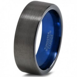Вольфрамовое Матовое Обручальное (свадебное) кольцо 10мм (мужское, женское) черно синее