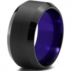 Вольфрамовое Матовое Обручальное (свадебное) кольцо 10мм (мужское, женское) черно фиолетовое
