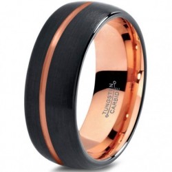Вольфрамовое Матовое Обручальное (свадебное) кольцо 8мм (мужское, женское) с покрытием 18к розовым золотом