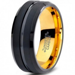 Вольфрамовое Черное Матовое 8мм Обручальное (свадебное) кольцо