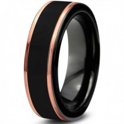Вольфрамовое Матовое Обручальное (свадебное) кольцо 6мм (мужское, женское) с покрытием 18к розовым золотом