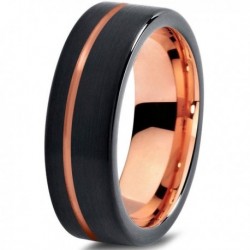 Вольфрамовое Матовое Обручальное (свадебное) кольцо 7мм (мужское, женское) с покрытием 18к розовым золотом