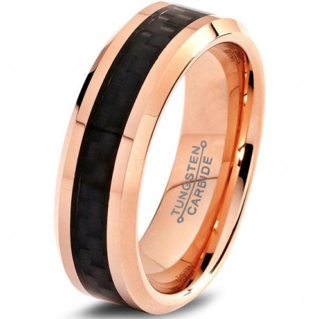 Вольфрамовое Матовое Обручальное (свадебное) кольцо 6мм (мужское, женское) с покрытием 18к розовым золотом