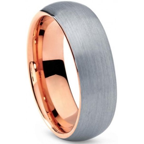 Вольфрамовое Обручальное (свадебное) кольцо 6 мм с покрытием 18к розовым золотом TR334-B-L