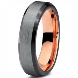 Вольфрамовое Матовое Обручальное (свадебное) кольцо 4мм (мужское, женское), с покрытием 18к розовым золотом