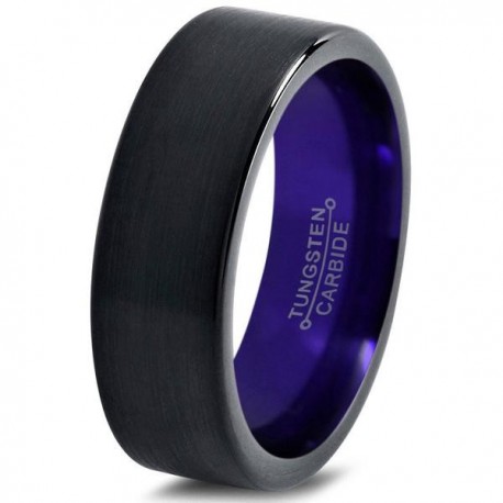 Вольфрамовое Матовое Обручальное (свадебное) кольцо 8мм (мужское, женское) черно фиолетовое