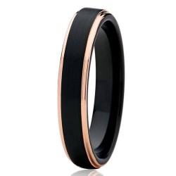 Вольфрамовое Матовое Обручальное (свадебное) кольцо 4мм (мужское, женское) с покрытием 18к розовым золотом